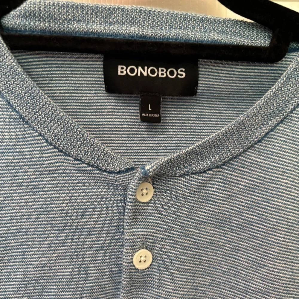 Bonobos Men's 100% Cotton Stripped Henley Long Sleeve Sweater